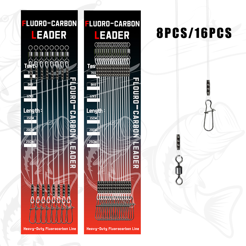 Fluorocarbon Line - 8/16 szt. Przyponów z fluorocarbonu z